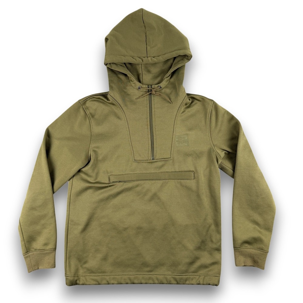 Stussy Hoodie Mens M Green Plated Half Zip Anorak Soft Fleece Lining 118187